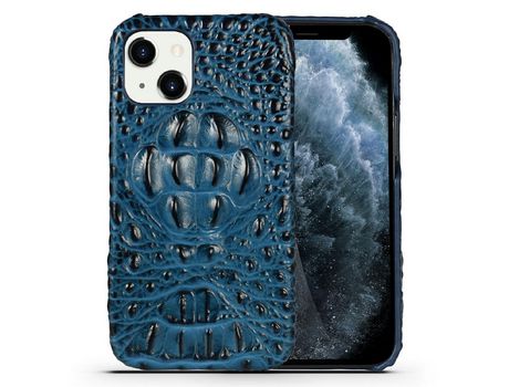 Funda TPU + couro genuino azul antiderrapante por iPhone 13 mini 5.4