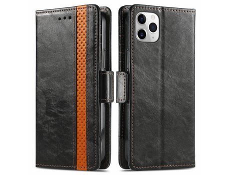 Funda PU CASENEO con soporte negro por iPhone 11 Pro Max 6.5