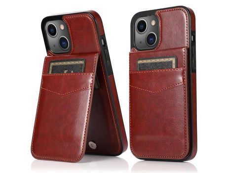Funda TPU + PU Anti-lágrimas con muleta marrón por iPhone 13 mini 5.4