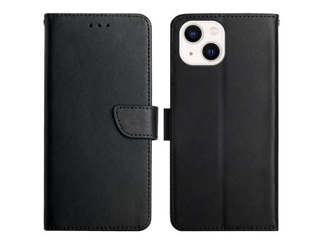 Funda de couro genuino textura napa cor sólida con soporte negro por iPhone 13 mini 5.4