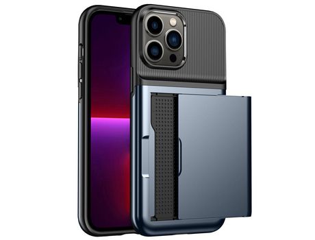 Funda TPU con suporte por tarjeta azul por iPhone 13 Pro 6.1