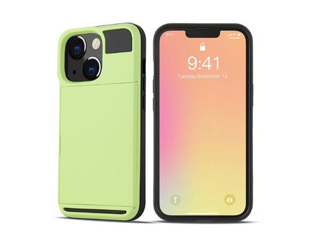 Funda TPU con porta-tarjetas deslizante híbrido verde por iPhone 13 mini 5.4