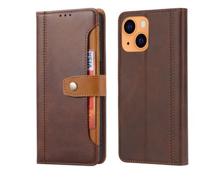 Funda PU + TPU con porta-tarjetas exterior con porta-tarjetas castanho por iPhone 13 6.1