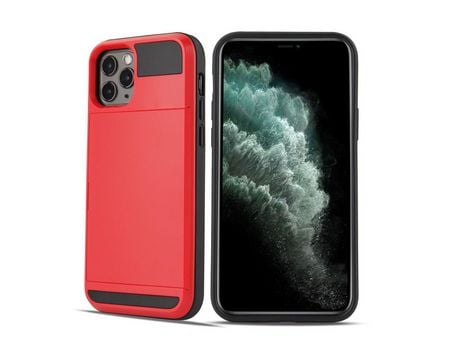 Carcasa TPU deslizar con suporte por tarjeta rojo por Apple iPhone 12 Pro Max 6.7