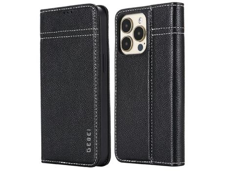 Funda de couro genuino con 2 porta-tarjetas negros por iPhone 13 Pro 6.1