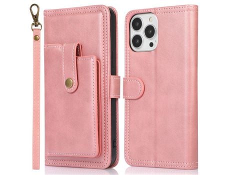 Funda PU Cerrar magnético rosa por iPhone 13 Pro 6.1