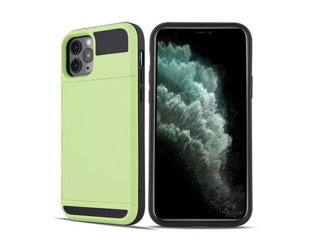 Carcasa TPU con suporte por tarjeta verde fluorescente por Apple iPhone 12 Pro/12 Max 6.1