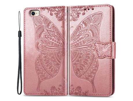 Funda PU patrón de mariposa y flor ouro rosa por iPhone 7 4.7 /8 4.7 /SE (2020)/SE (2022)