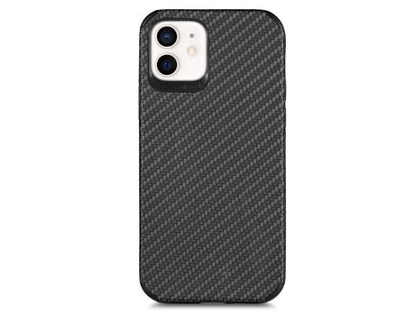 Funda TPU + PU textura de fibra de carbono Anti-lágrimas negro por iPhone 12 mini 5.4