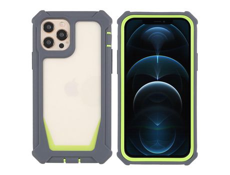 Funda TPU + acrílico 2 en 1 desmontable Cinza escuro/verde grama por iPhone 12/12 Pro 6.1