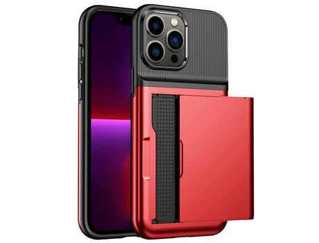Funda TPU con suporte por tarjeta rojo por iPhone 13 Pro Max 6.7