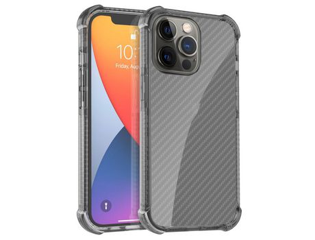Funda TPU + acrílico textura de fibra de carbono a prueba de choques negro por iPhone 13 Pro 6.1