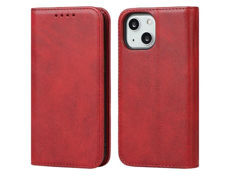Funda PU + TPU con suporte magnético autoabsorbente rojo por iPhone 13 mini 5.4