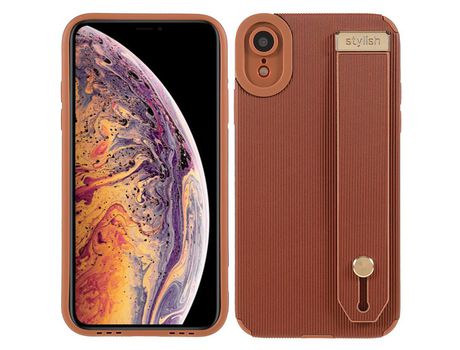 Funda TPU + microfibra e a prueba de choques con suporte de pulso marrón por iPhone XR 6.1