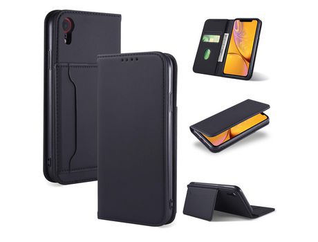 Carcasa PU con apoyo negro por Apple iPhone XR 6.1