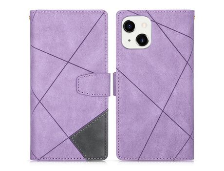 Funda PU + TPU con suporte y bolso con zíper púrpura por iPhone 13 mini 5.4
