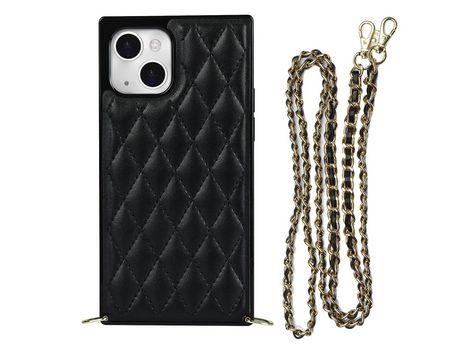 Funda TPU + microfibra con bandolera de ombro negro por iPhone 13 6.1