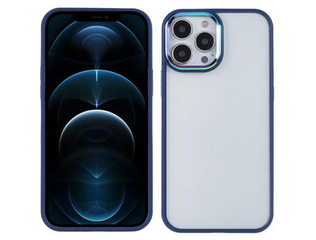Funda TPU + acrílico multicolorido galvanoplastia con proteccion da lente da câmera azul por iPhone 12/12 Pro 6.1