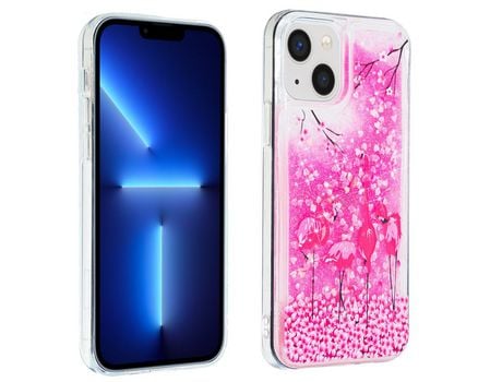 Funda TPU patrón de areia movediça brilhante Pássaro rosa por iPhone 13 mini 5.4
