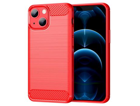 Funda TPU textura de fibra de carbono flexível rojo por iPhone 13 mini 5.4