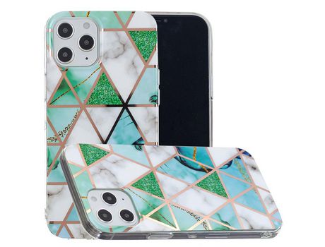 Carcasa TPU Galvanoplastia de ouro rosa patrón de mármol branco/cian por Apple iPhone 12 Pro Max 6.7
