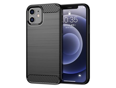 Funda TPU textura de fibra de carbono flexível negro por iPhone 12/12 Pro 6.1