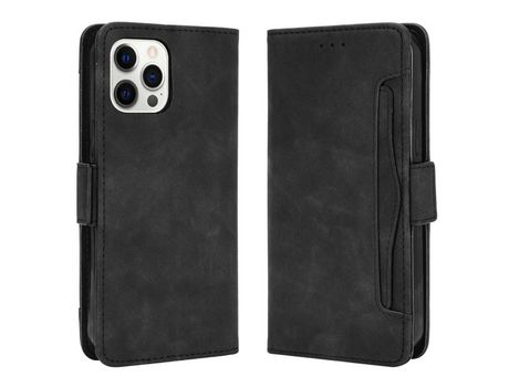 Funda PU + TPU Cerrar magnético con suporte y suporte por tarjeta negro por iPhone 13 Pro 6.1