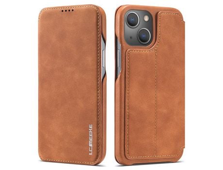 Funda PU LC.IMEEKE estilo retro con porta-tarjetas marrón por iPhone 13 mini 5.4