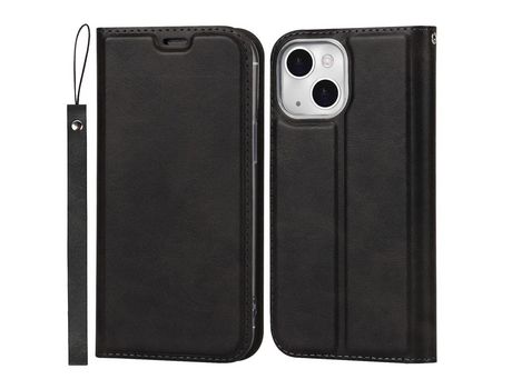 Funda TPU + PU con suporte y suporte de tarjeta negro por iPhone 13 mini 5.4