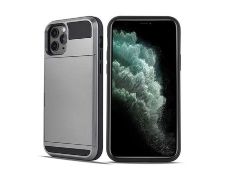 Carcasa TPU deslizar con suporte por tarjeta Gris por Apple iPhone 12 Pro Max 6.7