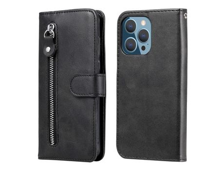 Funda PU + TPU bolso con zíper negro Anti-lágrimas por iPhone 13 Pro 6.1
