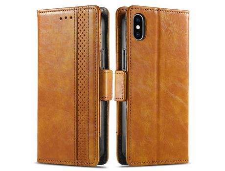 Funda PU CASENEO a prueba de choques castanho claro por iPhone XS Max 6.5