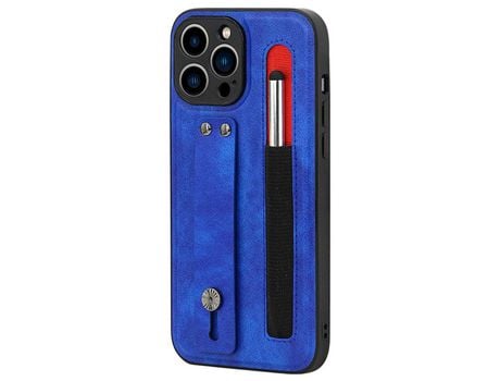 Funda TPU + PU con suporte de pontapé de correia de mano con ranhura por caneta Safira por iPhone 13 Pro 6.1