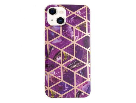 Funda TPU patrón de mármol galvanizado púrpura por iPhone 13 mini 5.4