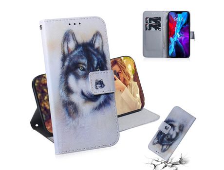 Carcasa PU impresión patrón con apoyo Lobo por Apple iPhone 12 Pro/iPhone 12 Max 6.1