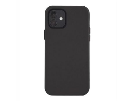 Carcasa de silicona + cuero genuino líquido magnético negro por Apple iPhone 12 mini