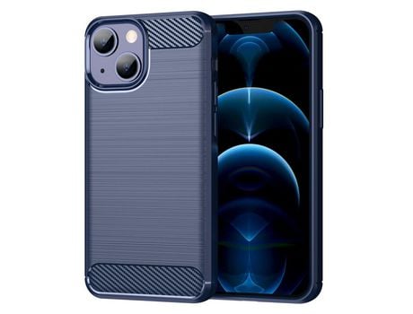 Funda TPU textura de fibra de carbono flexível azul por iPhone 13 mini 5.4