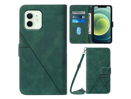 Funda PU patrón de linhas a prueba de choques verde escuro por iPhone 12 Pro 6.1 /12 6.1