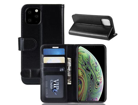 Carcasa PU giro negro con apoyo por Apple iPhone 5.8 (2019)