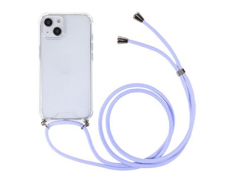 Funda TPU + acrílico transparente híbrido con bandolera têxtil cinza/azul por iPhone 13 6.1