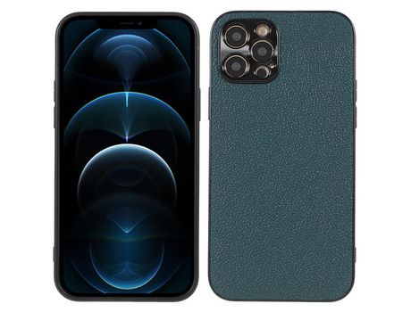 Funda de couro genuino a prueba de choques textura de lichi verde por iPhone 12 Pro 6.1