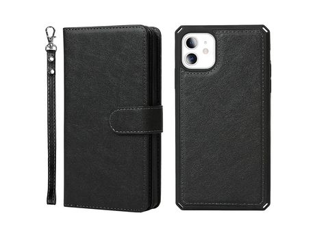 Funda PU + TPU 2 en 1 desmontable con suporte y porta-tarjetas negro por iPhone 11 6.1