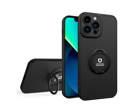 Funda TPU con suporte por anillos y proteccion da lente da câmara negro negro por iPhone 13 Pro 6.1