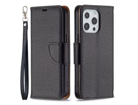 Funda PU + TPU Cerrar magnético de Grano de lichia preta por iPhone 13/iPhone 13 Pro