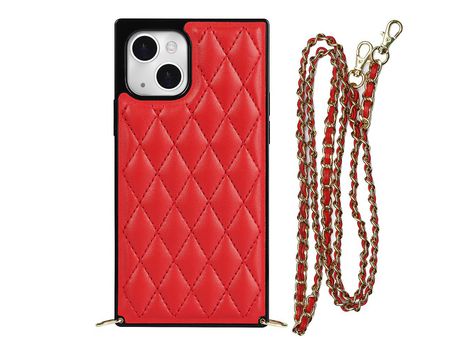 Funda TPU + microfibra con bandolera de ombro rojo por iPhone 13 mini