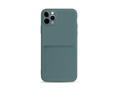 Carcasa silicona flexible con suporte de tarjeta verde oscuro por Apple iPhone 11 Pro 5.8