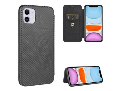 Carcasa PU fibra de carbono absorbido auto- con apoyo negro por Apple iPhone 12 Max/12 Pro 6.1