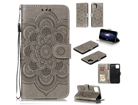 Carcasa PU teste patrón dy flor da mandala do sol Gris por Apple iPhone XS Max 6.5 pouces (2019)