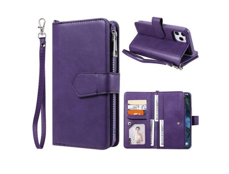Carcasa PU destacável 2 en 1 con estante roxo por Apple iPhone 12 Pro Max