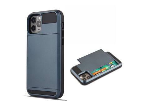 Carcasa TPU con suporte por tarjeta azul oscuro por Apple iPhone 12 Pro/12 Max 6.1